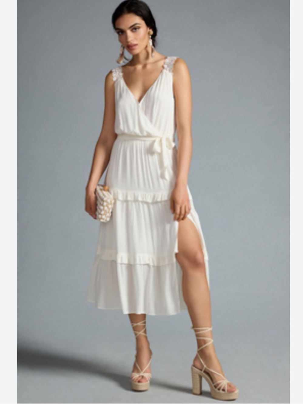 PAIGE Riviera Lace-Strap Dress For Anthropology